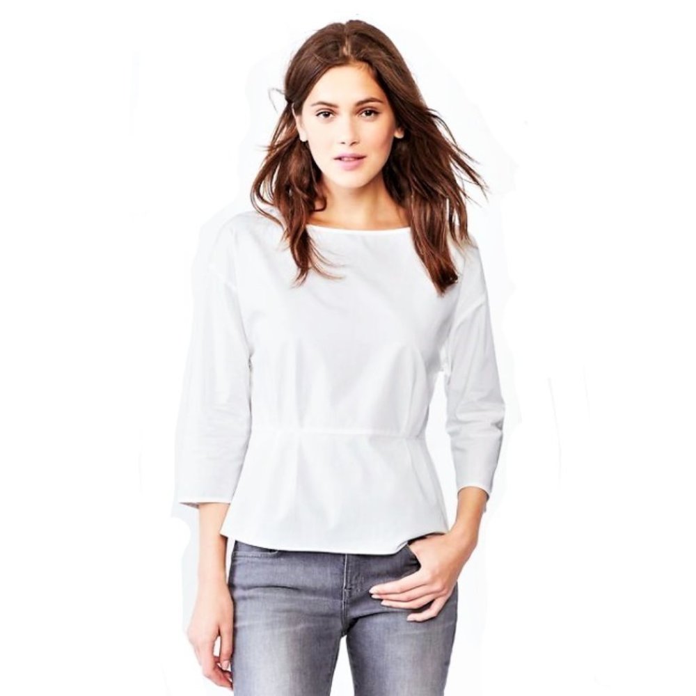 GAP white peplum tie back cotton blouse M